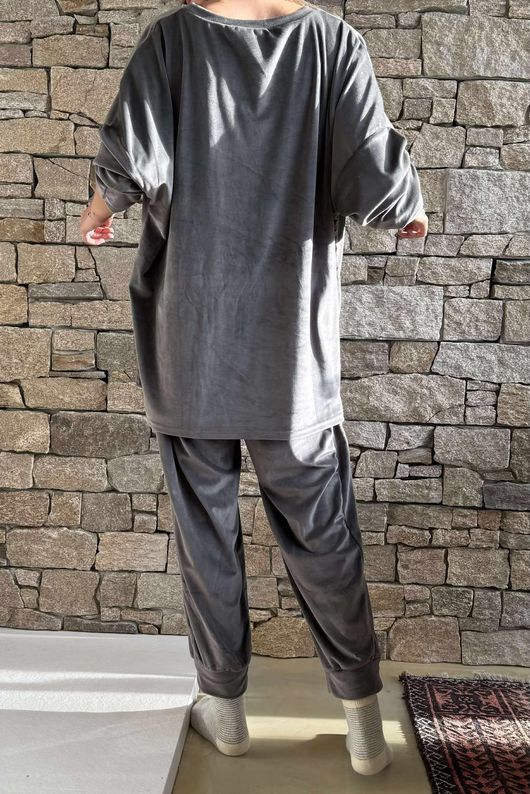 Binky Bow Soft Stretch Velour Lounge Suit Shadow /50=